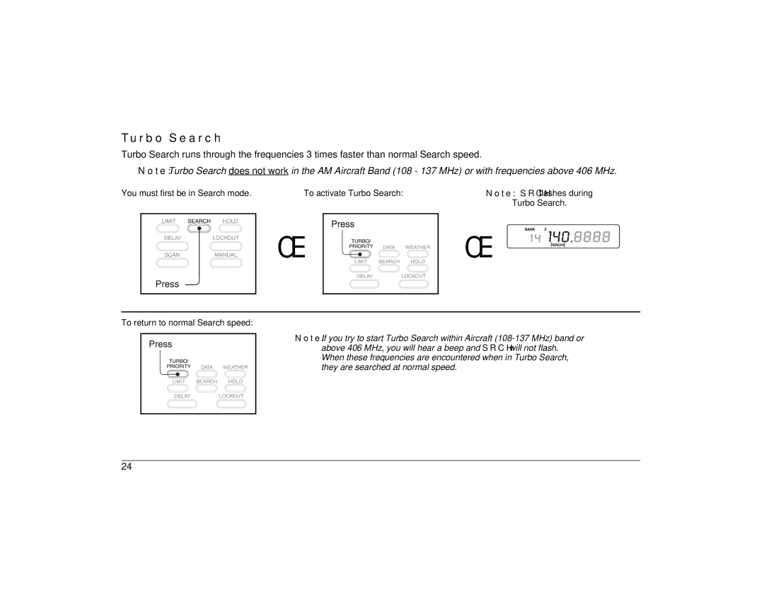 Uniden BC860XLT technical specifications Turbo Search 