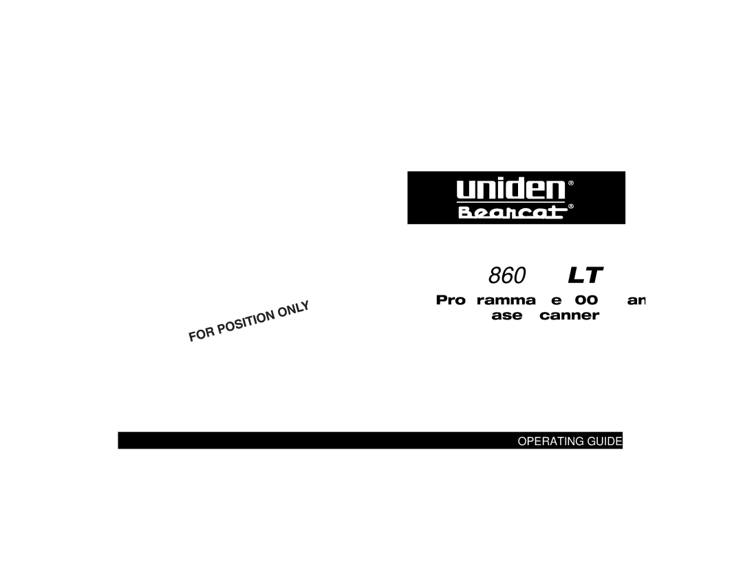 Uniden BC860XLT technical specifications 