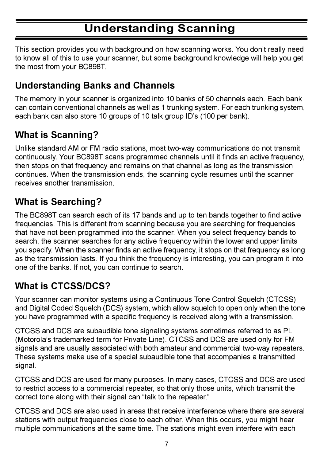 Uniden BC898T manual Understanding Scanning, Understanding Banks and Channels, What is Scanning?, What is Searching? 