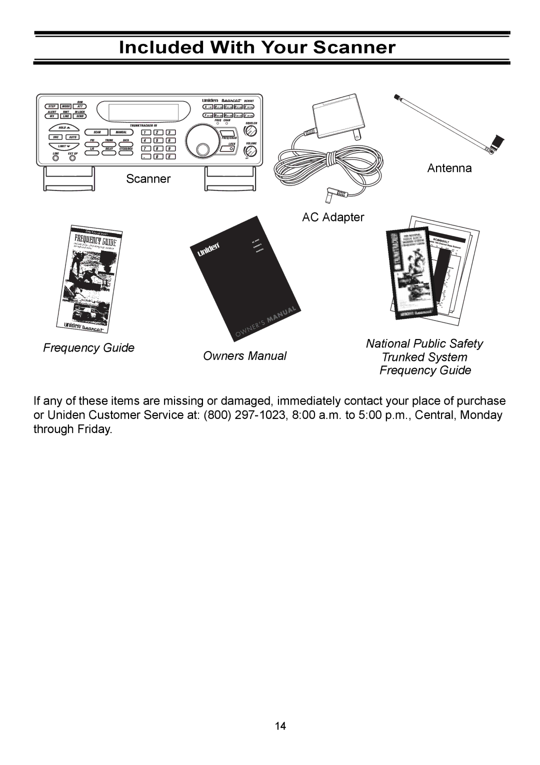 Uniden BC898T manual Included With Your Scanner, Frequency Guide National Public Safety 