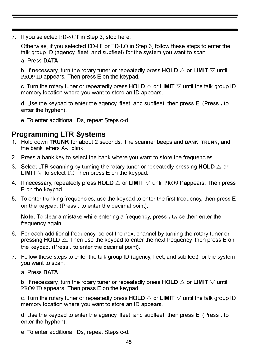 Uniden BC898T manual Programming LTR Systems 