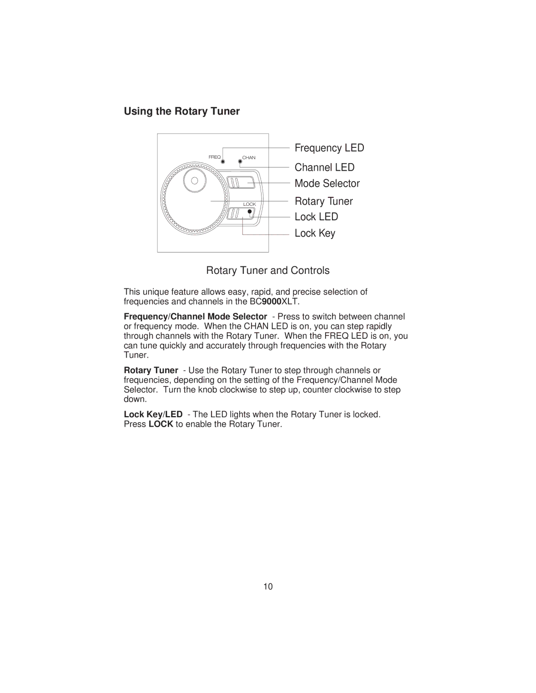 Uniden BC9000XLT specifications Using the Rotary Tuner 