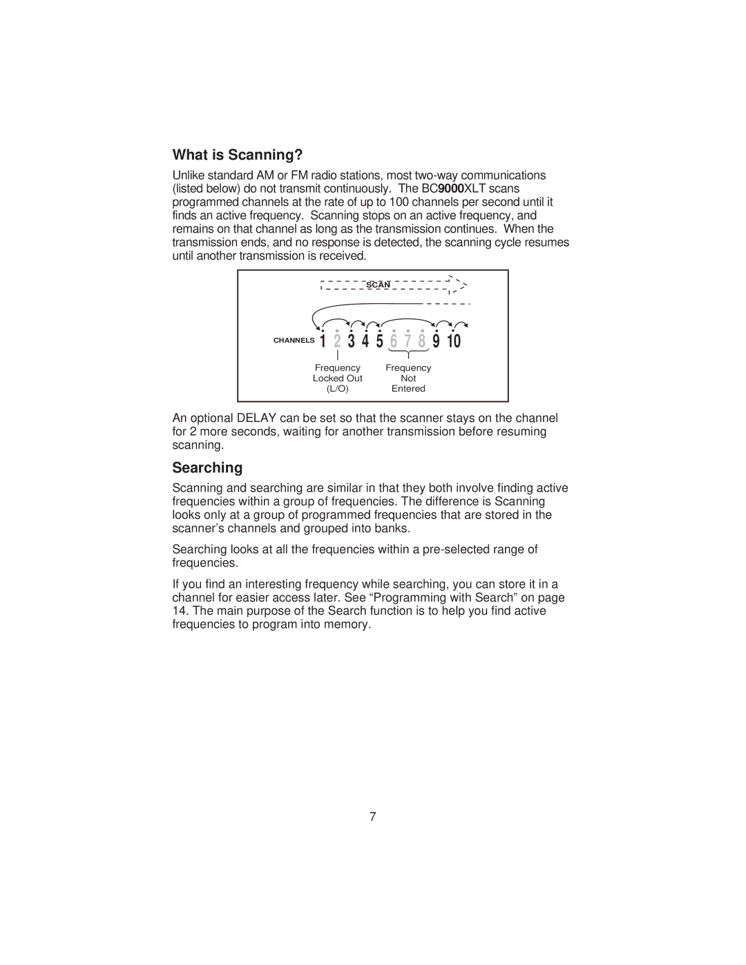 Uniden BC9000XLT specifications What is Scanning?, Searching 