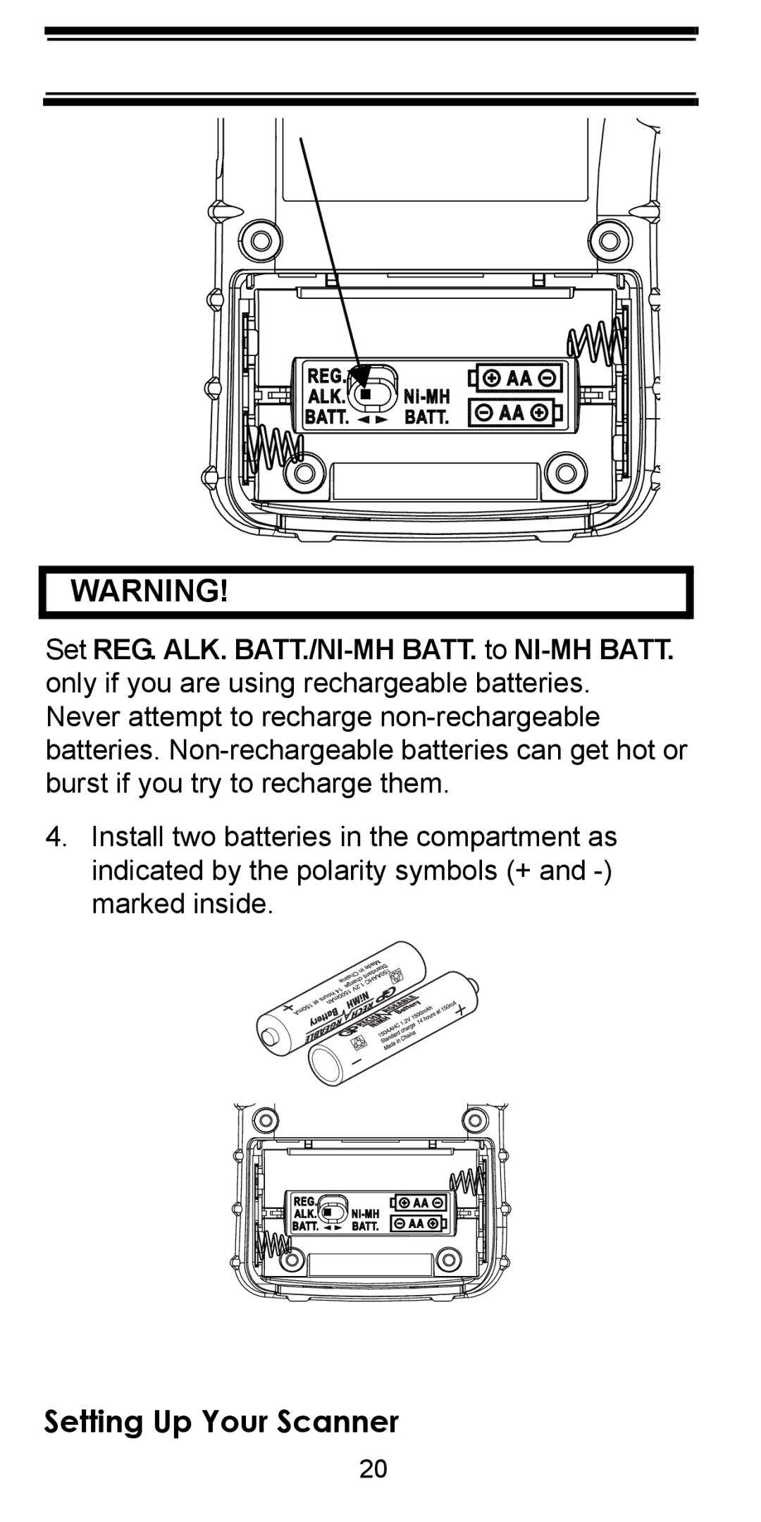 Uniden BC95XLT manual Setting Up Your Scanner 