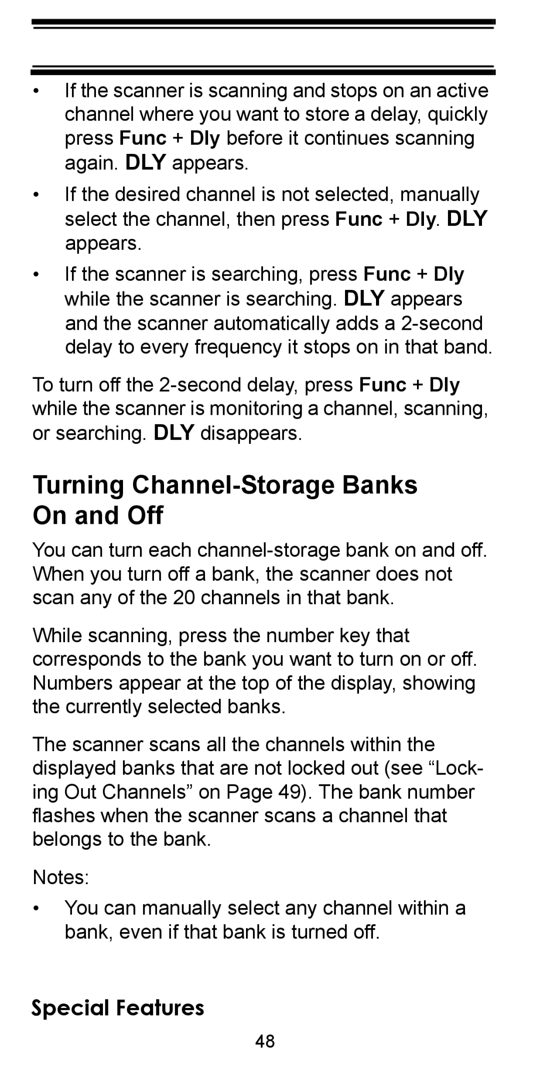 Uniden BC95XLT manual Turning Channel-Storage Banks On and Off 