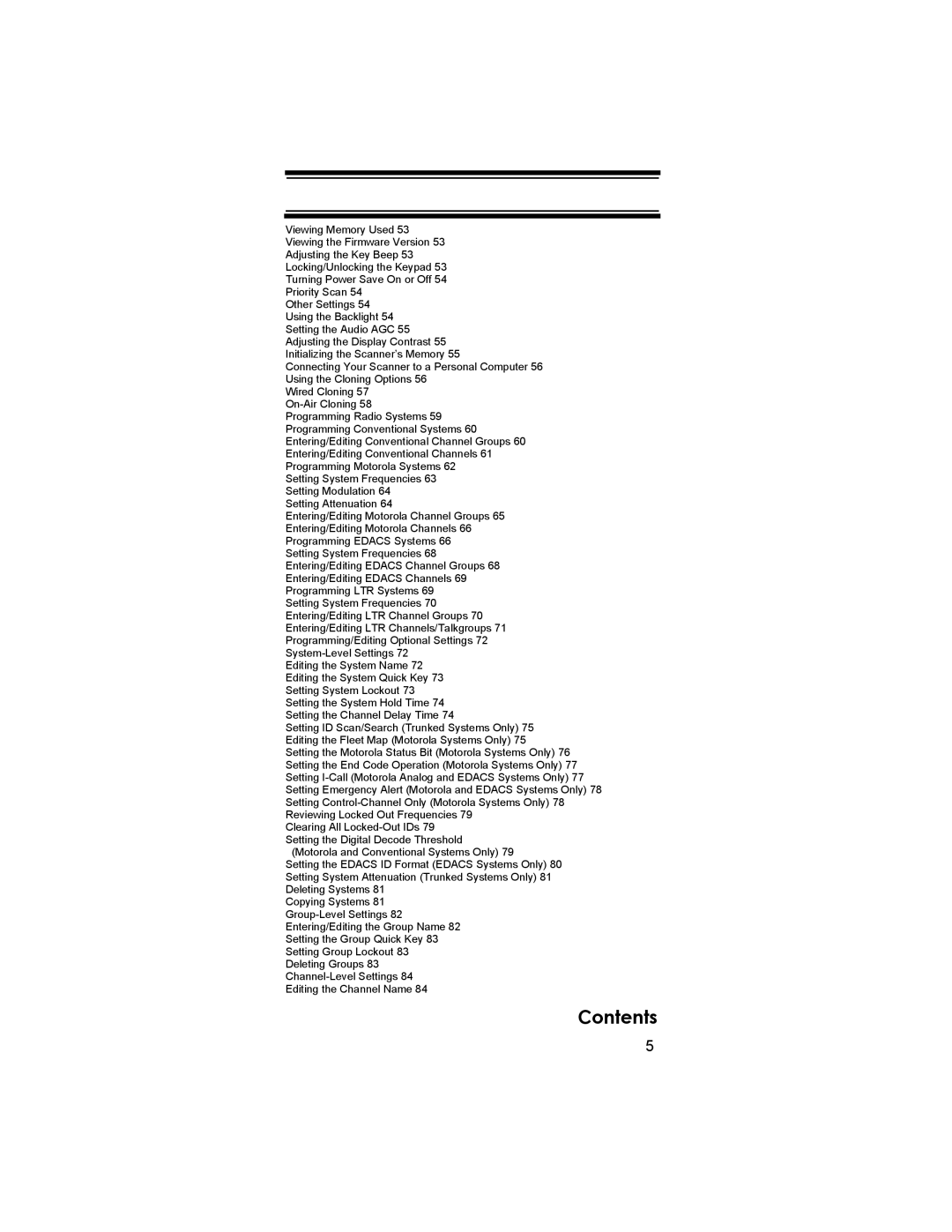 Uniden BCD396T owner manual Contents 