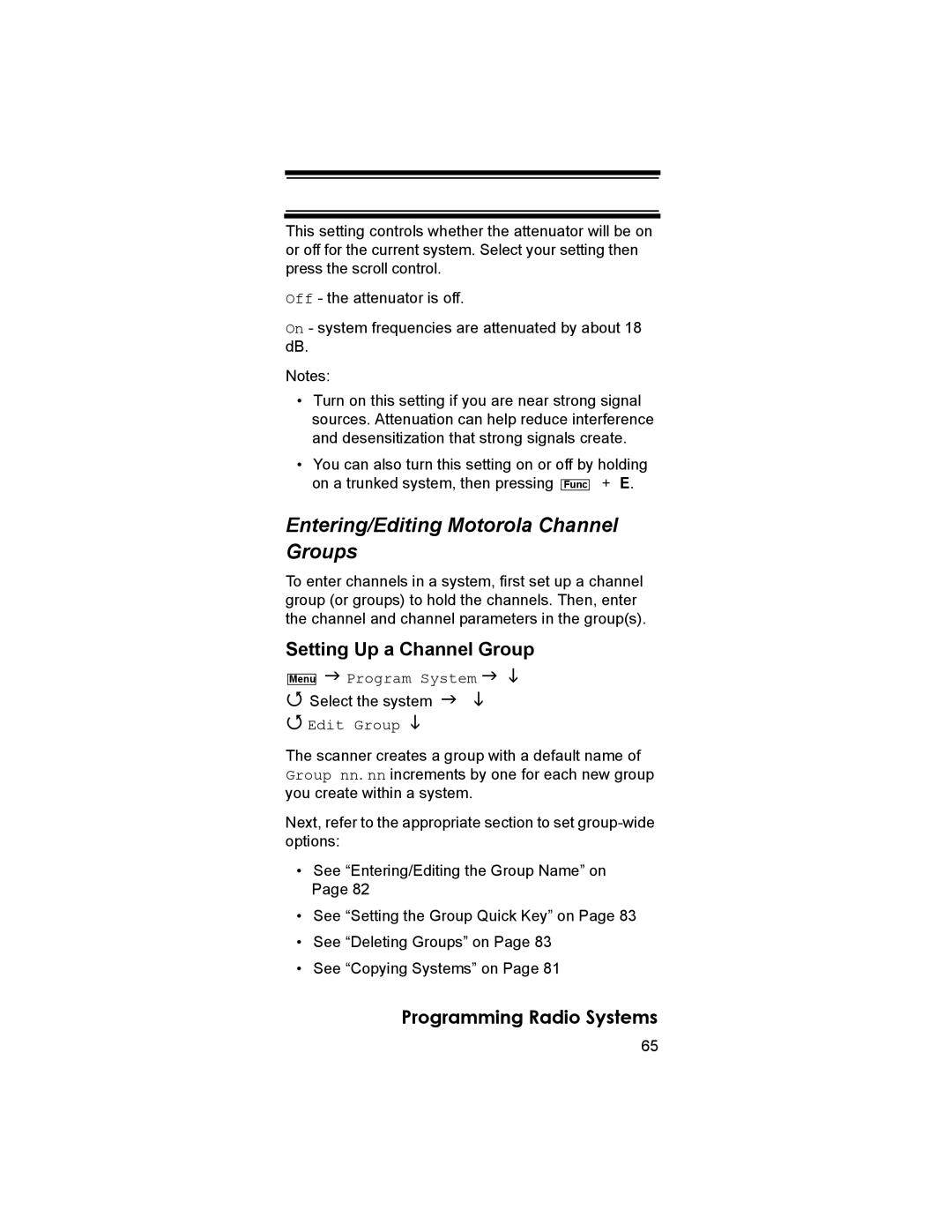 Uniden BCD396T owner manual Entering/Editing Motorola Channel Groups, Edit Group 