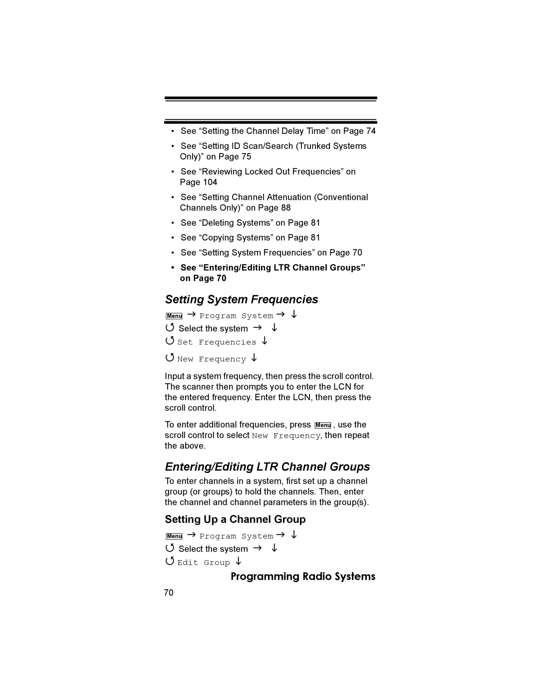 Uniden BCD396T owner manual Entering/Editing LTR Channel Groups 