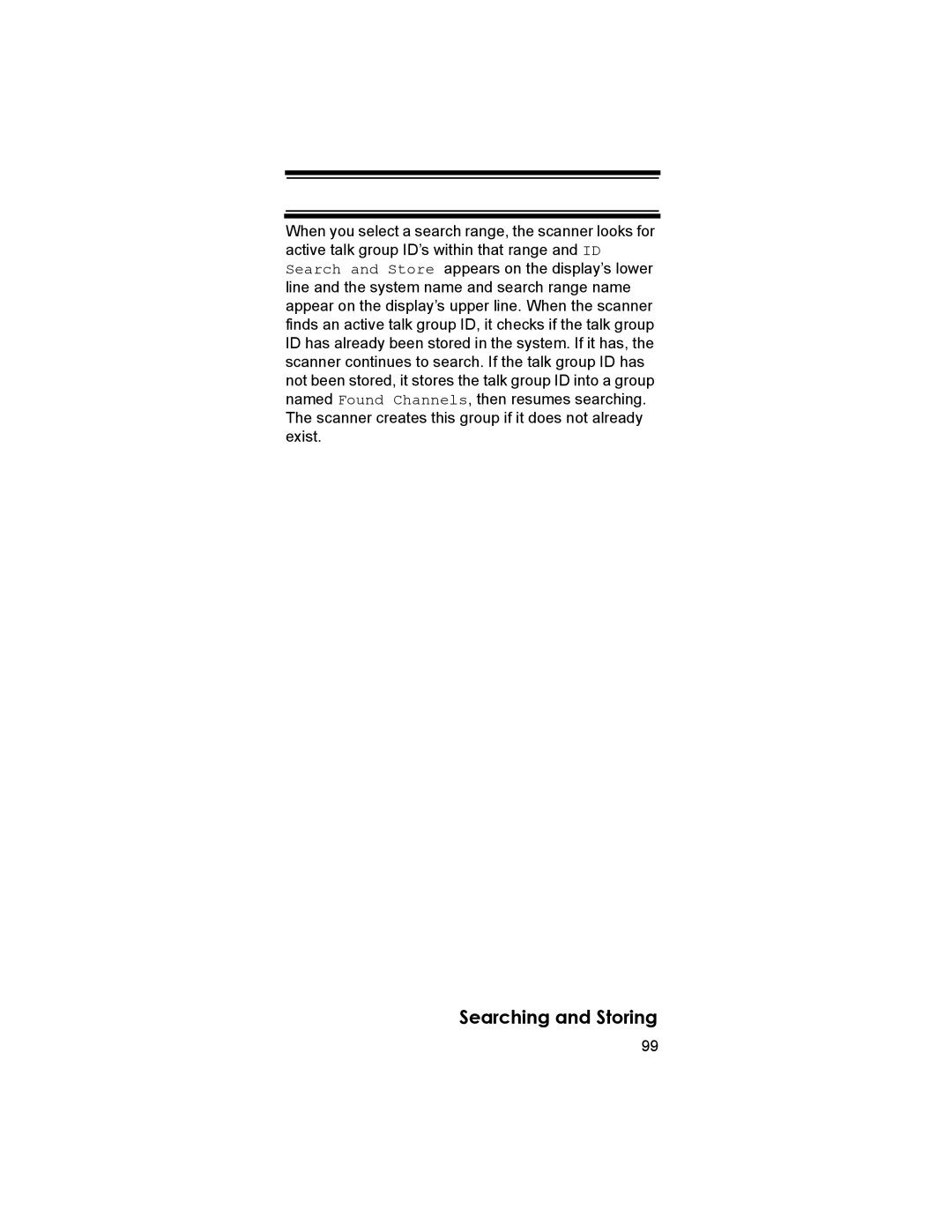 Uniden BCD396T owner manual Searching and Storing 