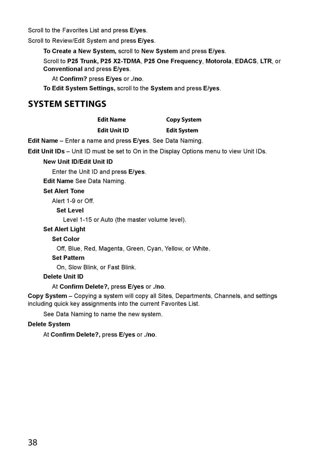 Uniden BCD436HP, BCD536HP owner manual System Settings 