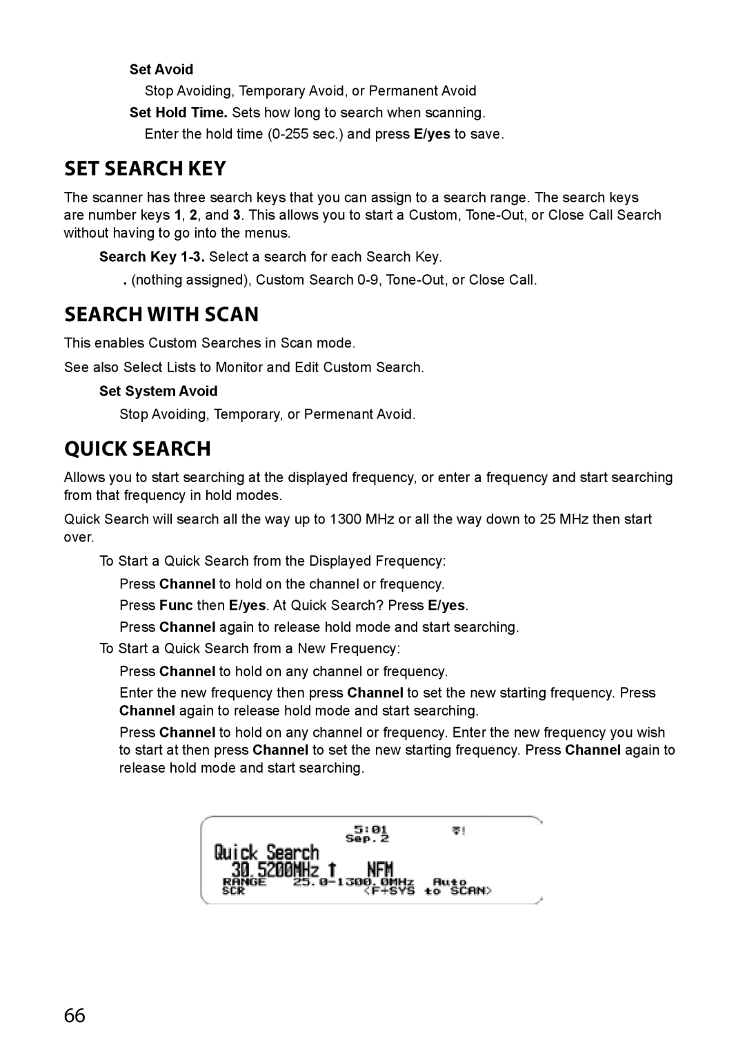 Uniden BCD436HP, BCD536HP owner manual Set Search Key, Search with Scan, Set System Avoid 