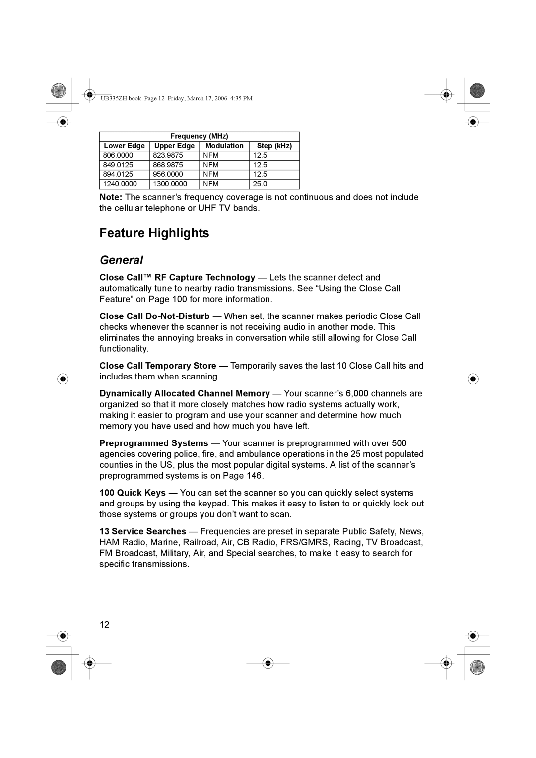 Uniden BCD996T manual Feature Highlights, General 