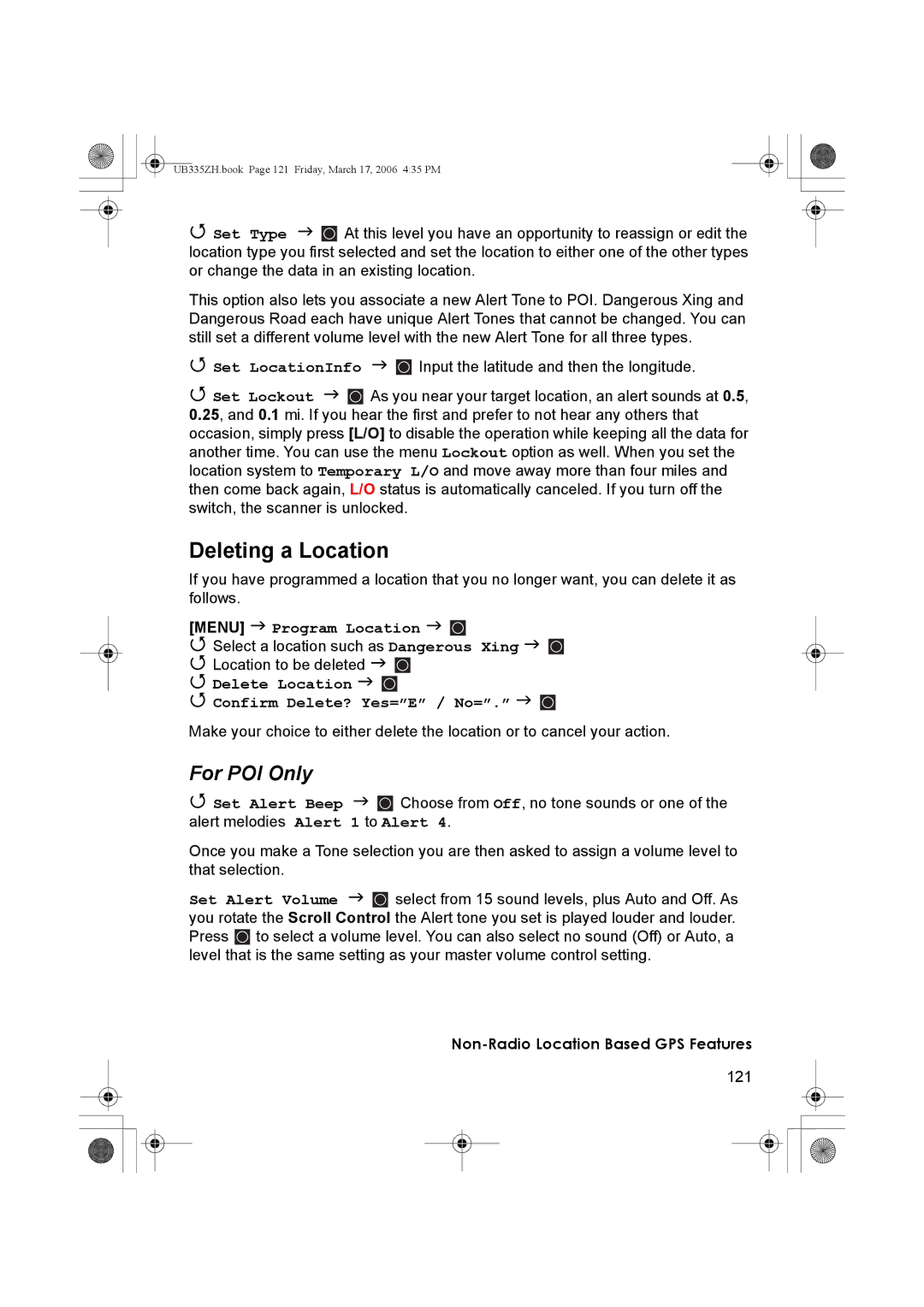 Uniden BCD996T manual Deleting a Location, For POI Only 