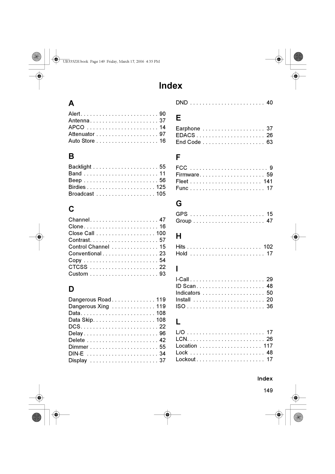 Uniden BCD996T manual Index 