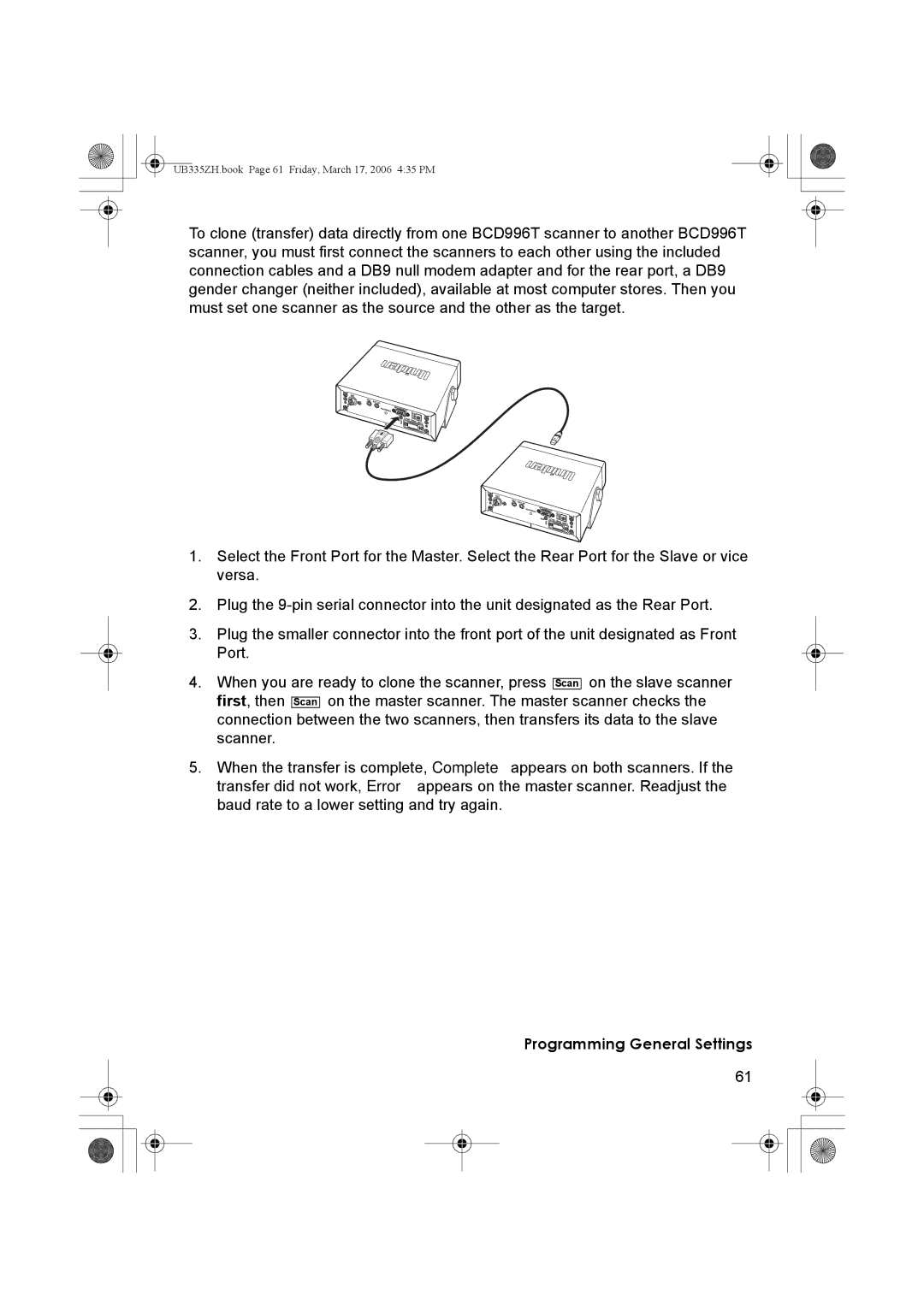 Uniden BCD996T manual UB335ZH.book Page 61 Friday, March 17, 2006 435 PM 