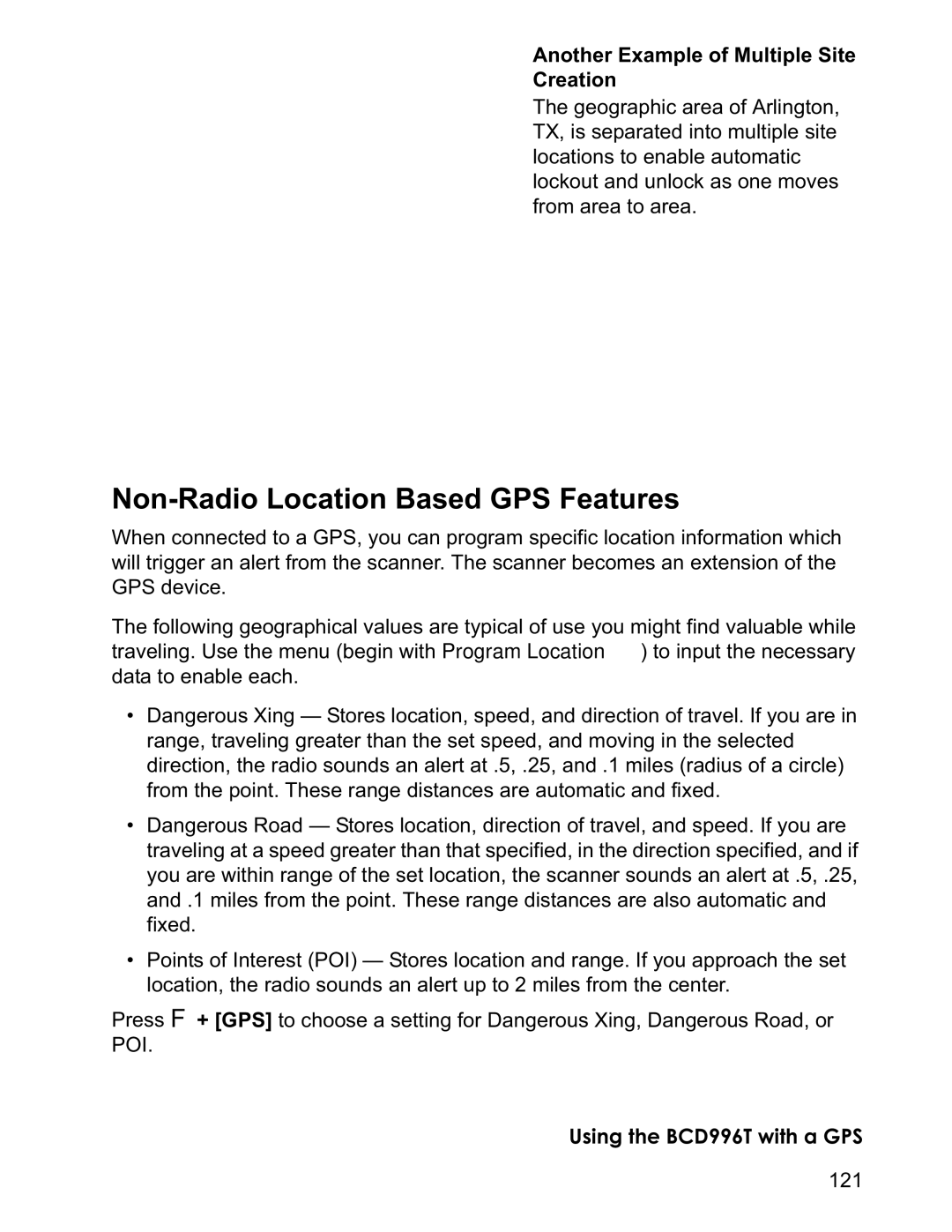 Uniden BCD996T manual Non-Radio Location Based GPS Features, Another Example of Multiple Site Creation 