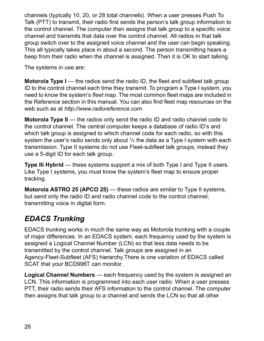 Uniden BCD996T manual Edacs Trunking 