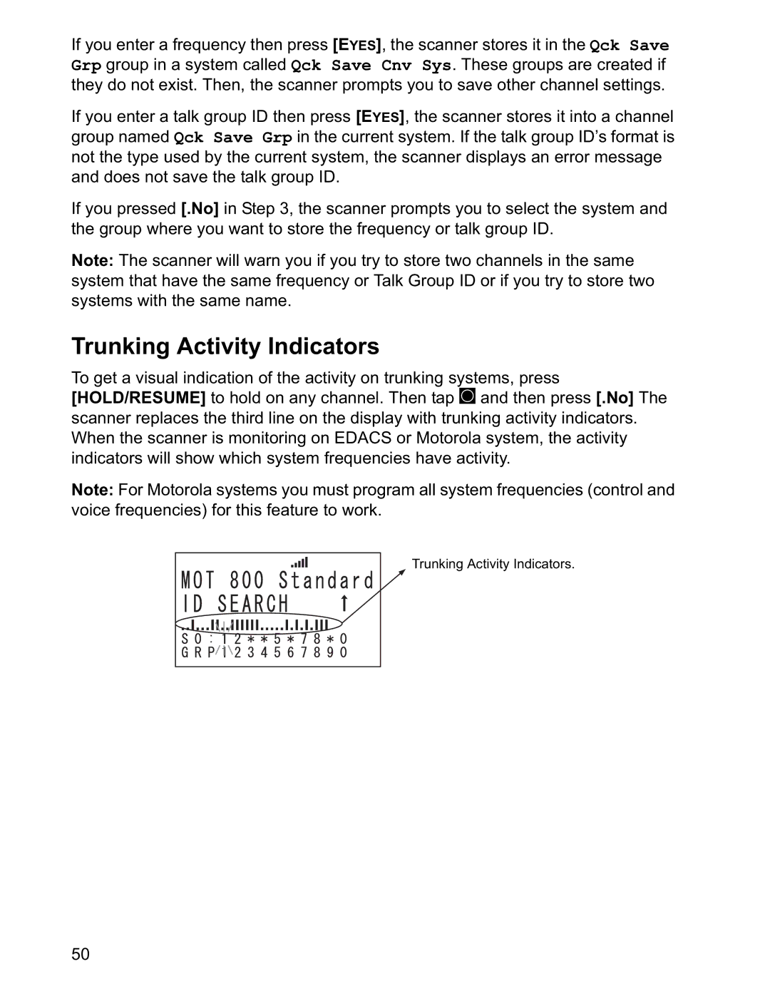 Uniden BCD996T manual Trunking Activity Indicators 