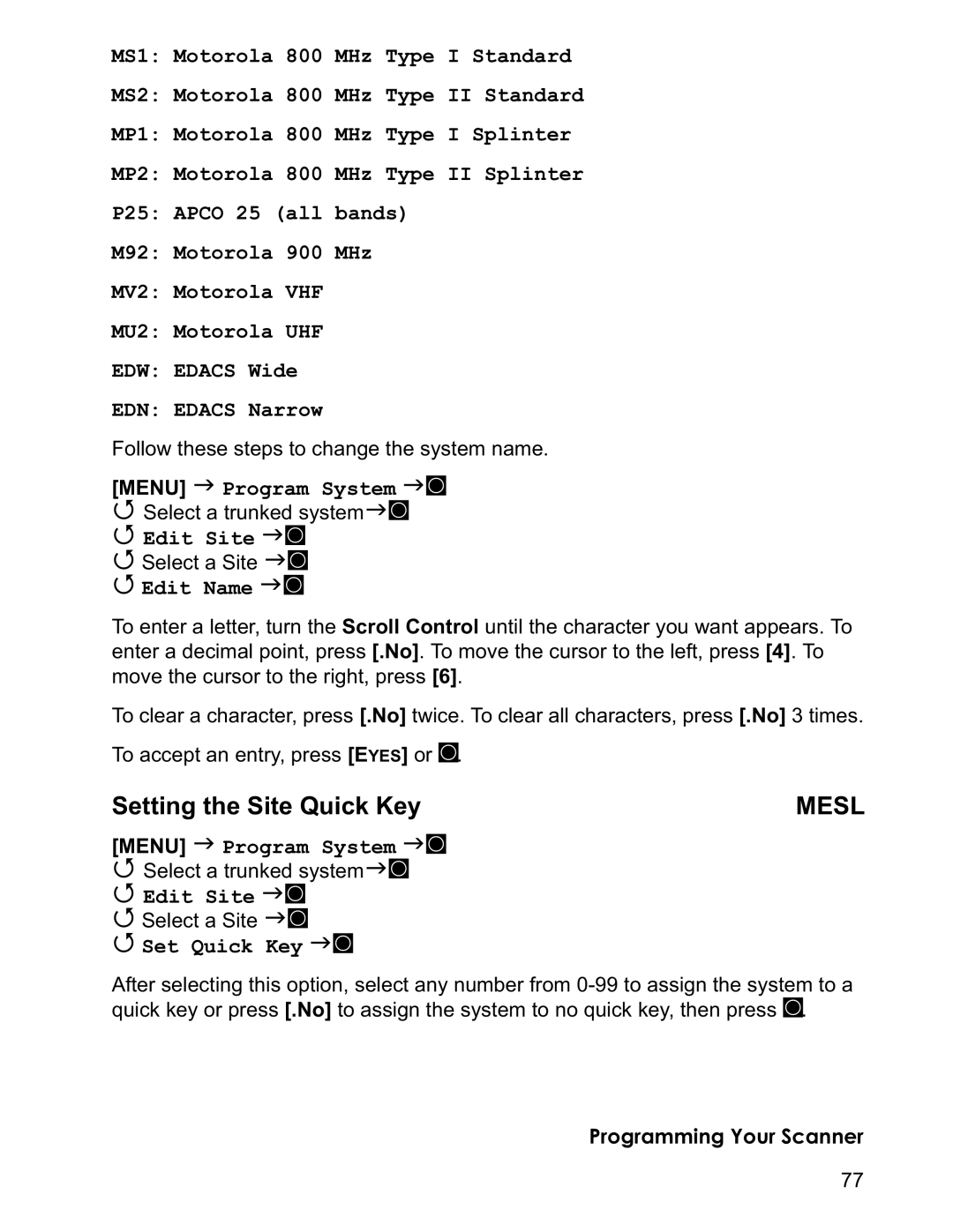 Uniden BCD996T manual Setting the Site Quick Key, Edit Site JF 