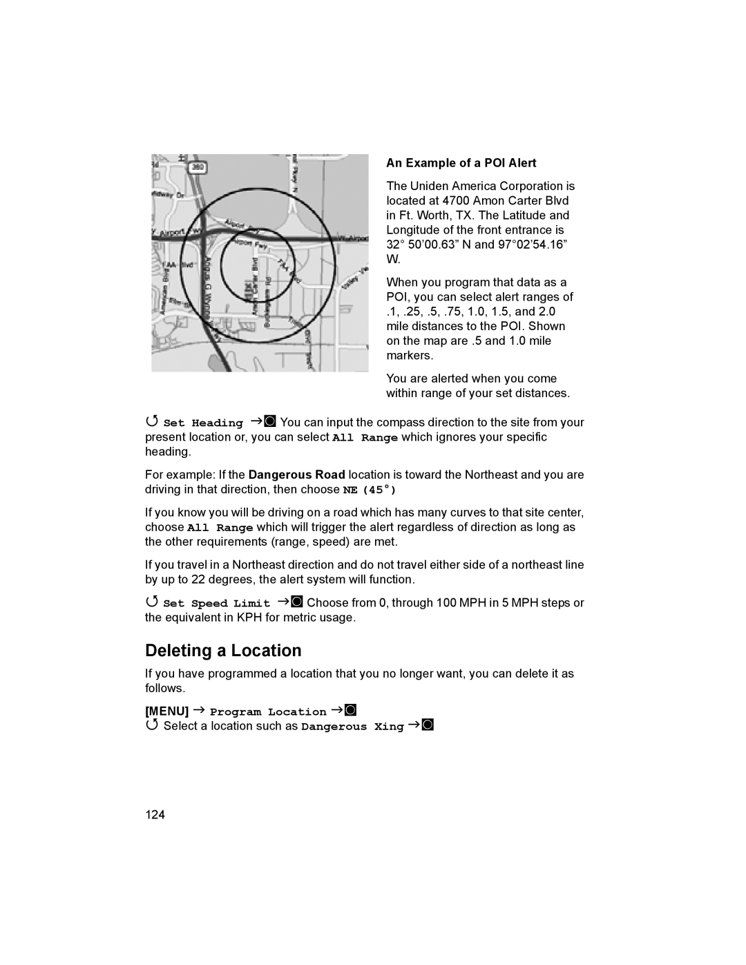 Uniden BCD996T manual Deleting a Location, An Example of a POI Alert 