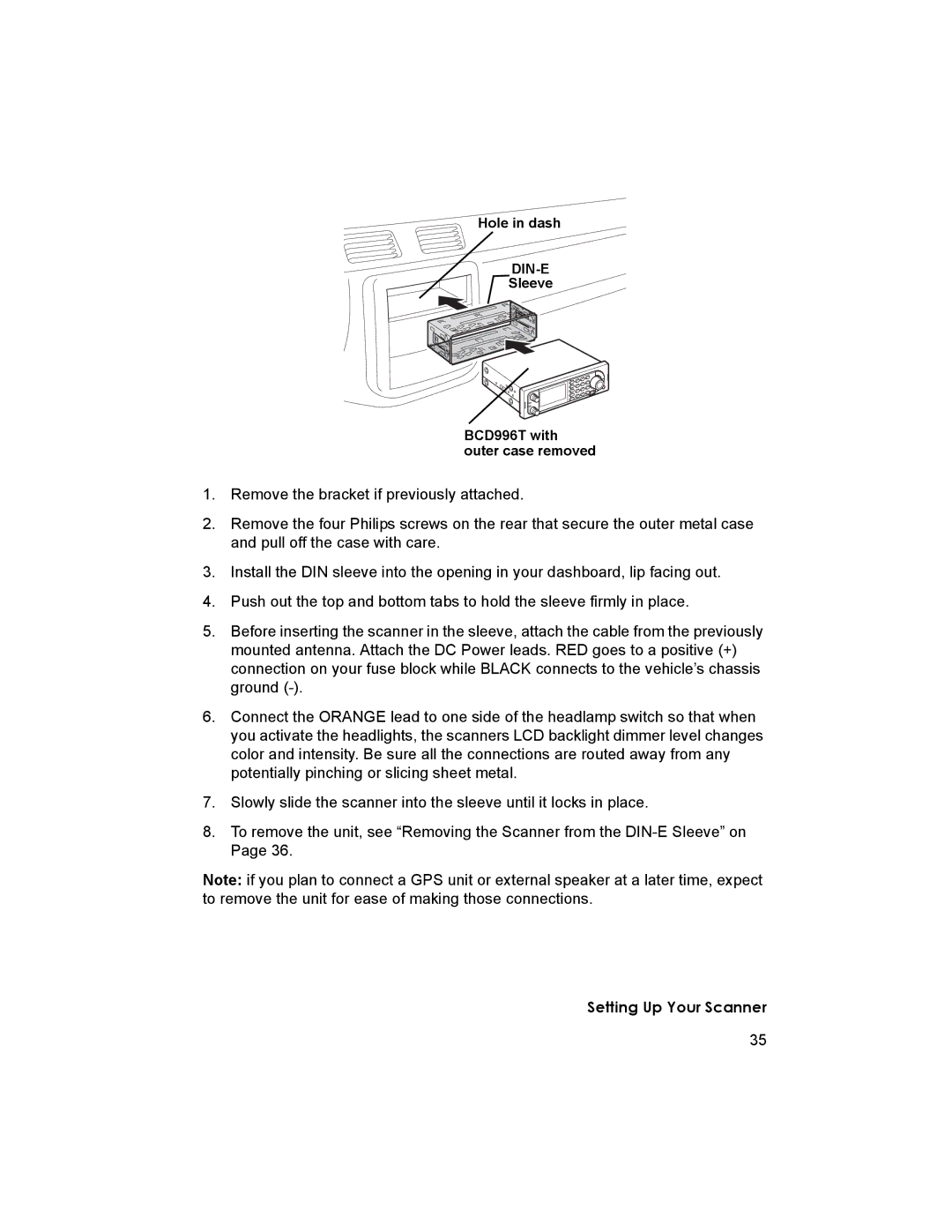 Uniden BCD996T manual Din-E 