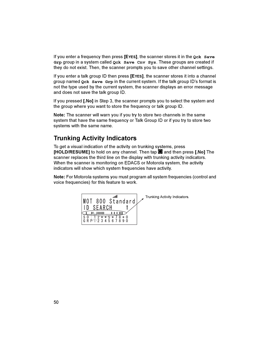 Uniden BCD996T manual Trunking Activity Indicators 