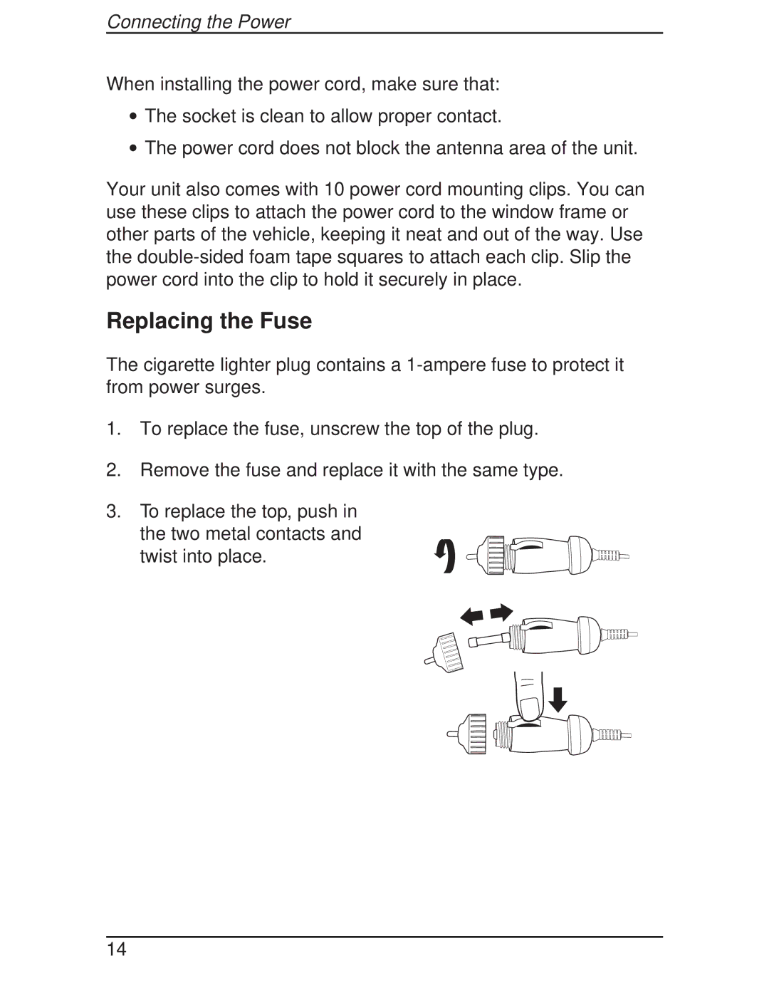 Uniden BCT-10 manual Replacing the Fuse 