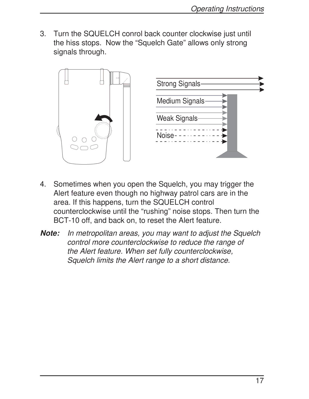 Uniden BCT-10 manual Operating Instructions 