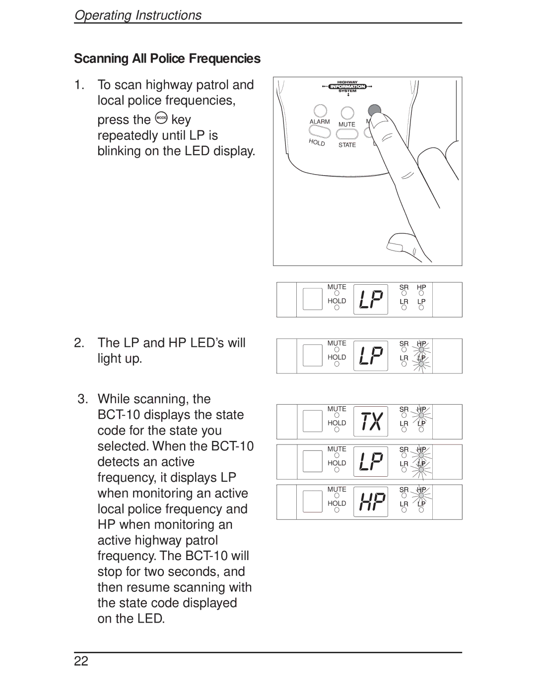 Uniden BCT-10 manual Scanning All Police Frequencies 