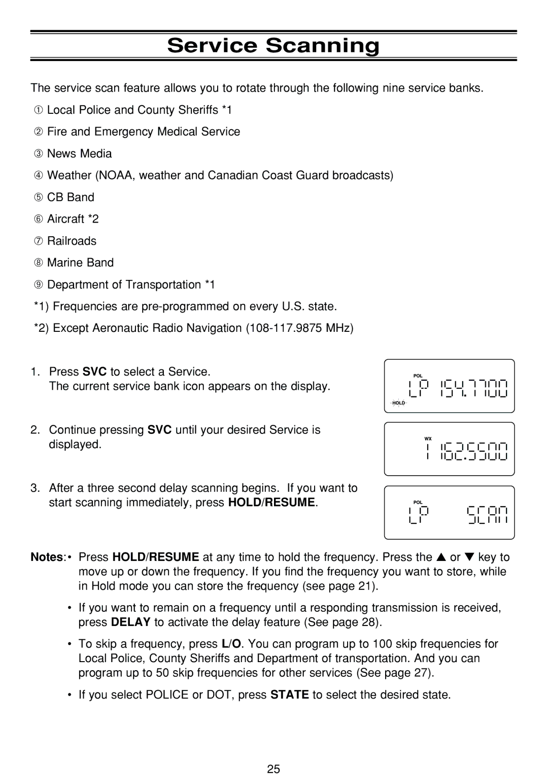 Uniden BCT-8 manual Service Scanning 