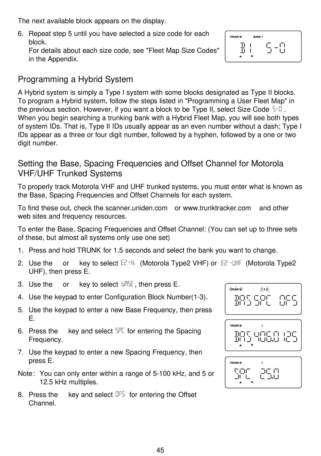 Uniden BCT-8 manual Programming a Hybrid System 