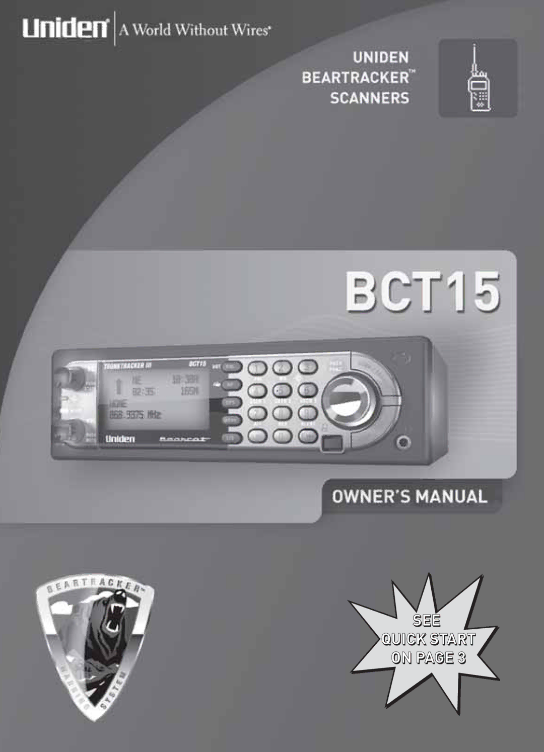 Uniden BCT15 manual See Quick Start 