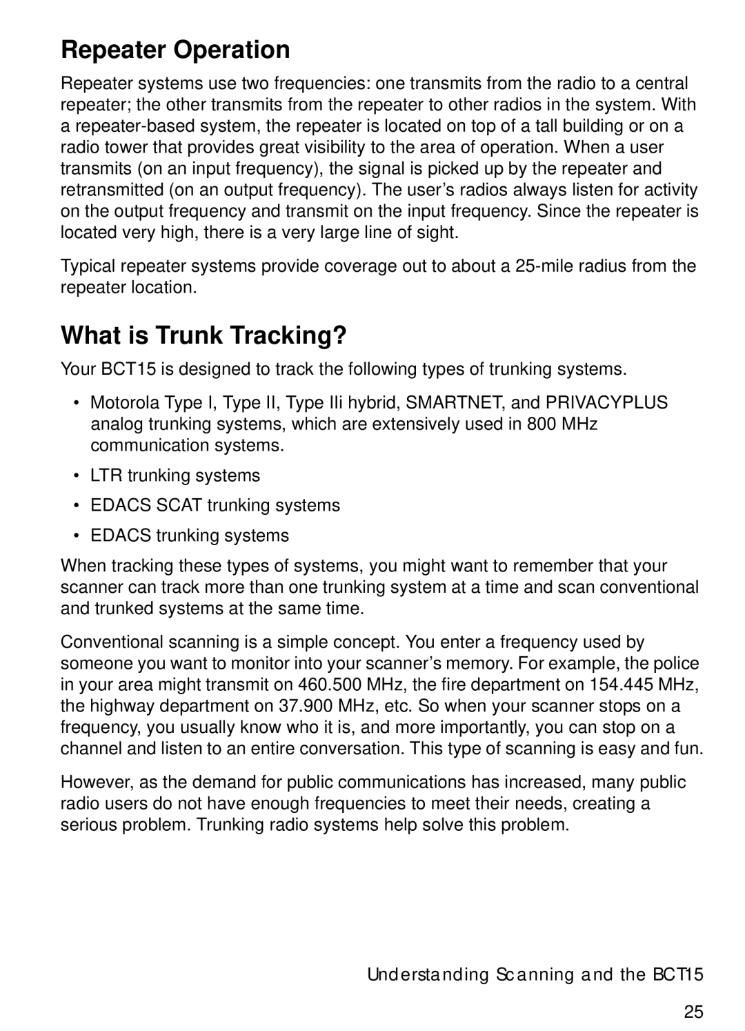 Uniden BCT15 manual Repeater Operation, What is Trunk Tracking? 