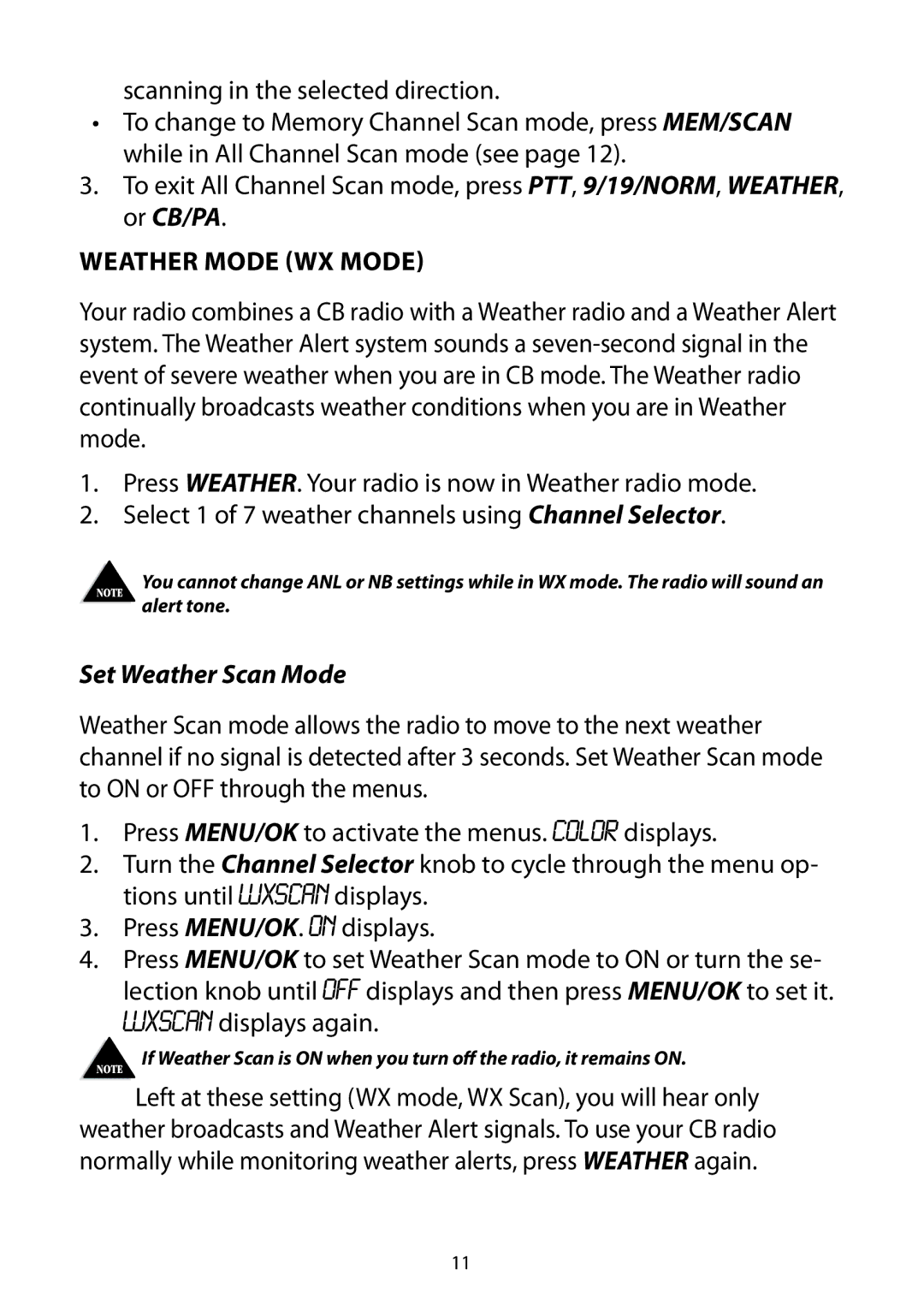 Uniden Bearcat 880 owner manual Weather Mode WX mode, Set Weather Scan Mode 