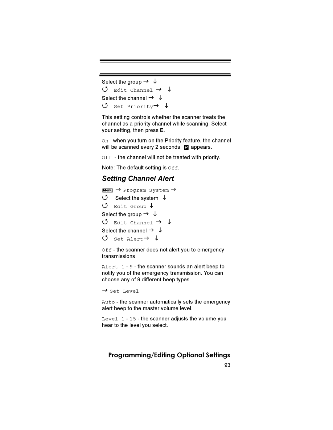 Uniden BR330T owner manual Setting Channel Alert, Set Alert 