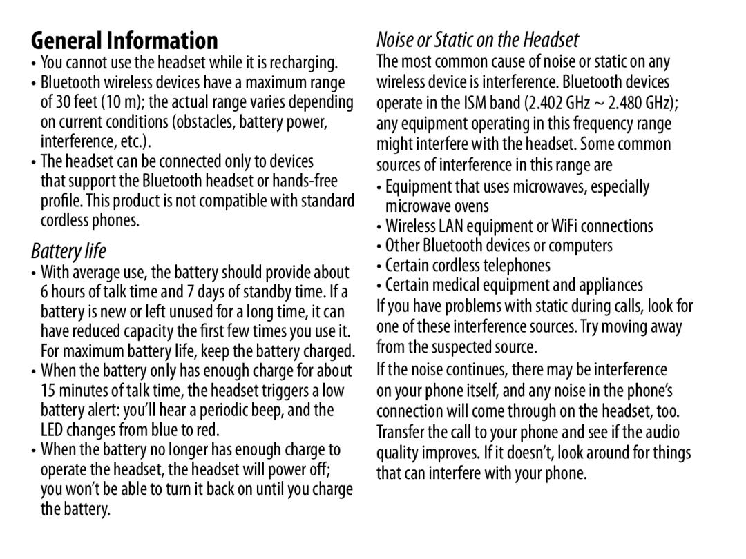 Uniden BT229 manual General Information 