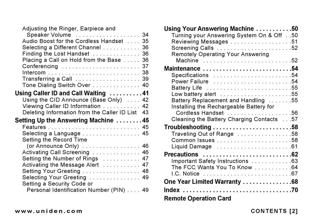 Uniden CEZAI 998 manual Using Caller ID and Call Waiting, Setting Up the Answering Machine, Using Your Answering Machine 