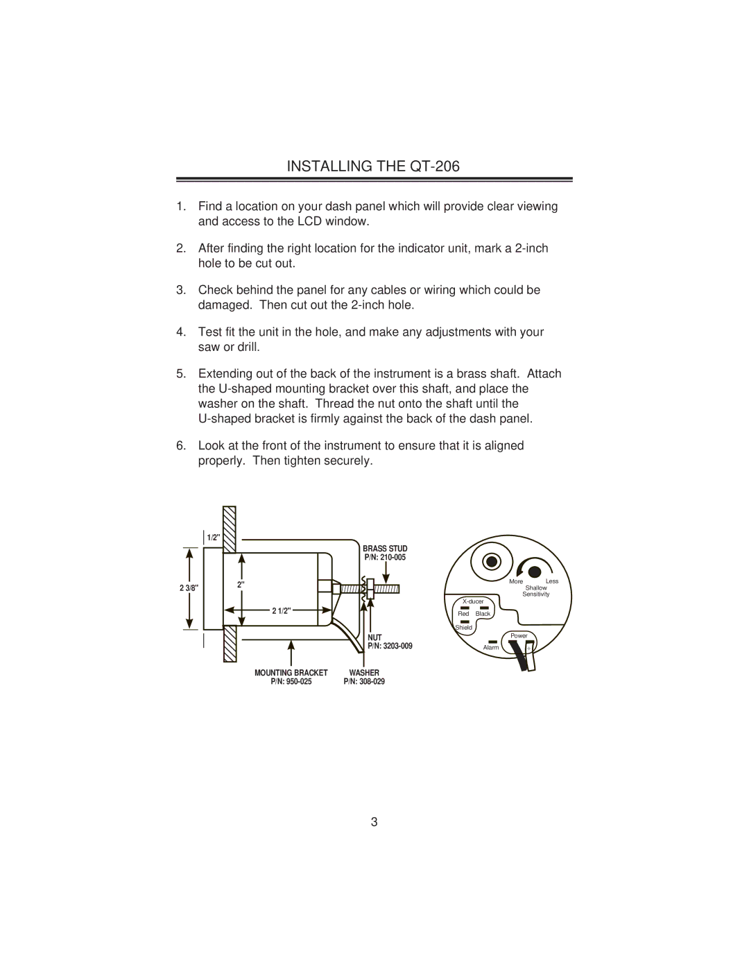 Uniden Clock manual Installing the QT-206 