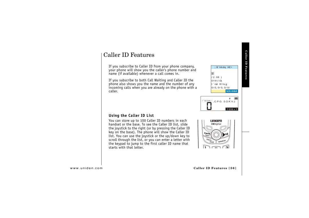 Uniden CLX 485 owner manual Caller ID Features, Using the Caller ID List 