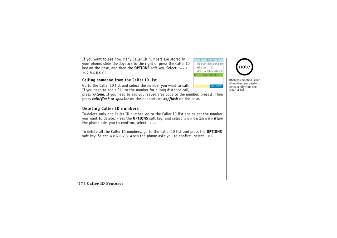 Uniden CLX 485 owner manual Deleting Caller ID numbers, Calling someone from the Caller ID list 