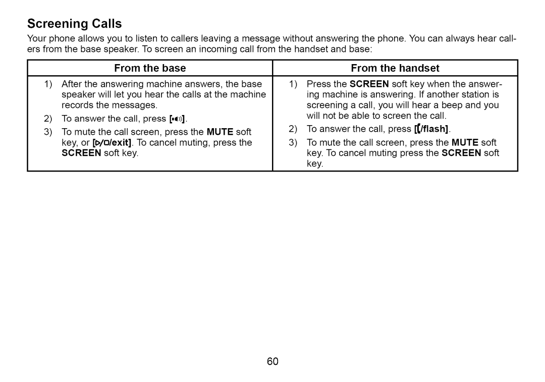 Uniden Cordless Telephone manual Screening Calls 