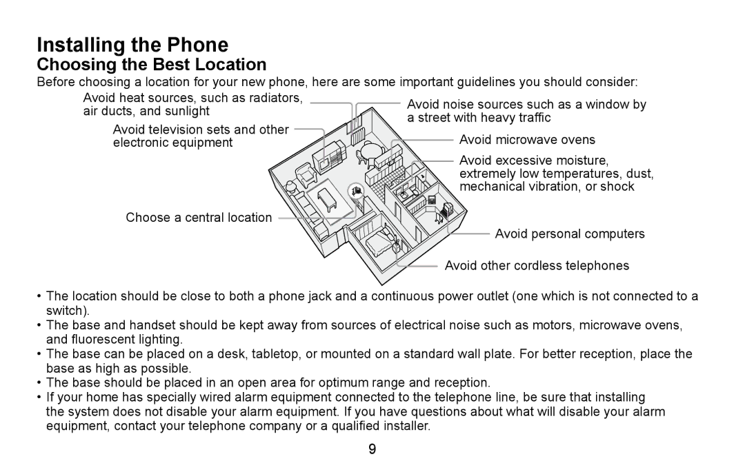 Uniden CXA 15698 manual Installing the Phone, Choosing the Best Location 