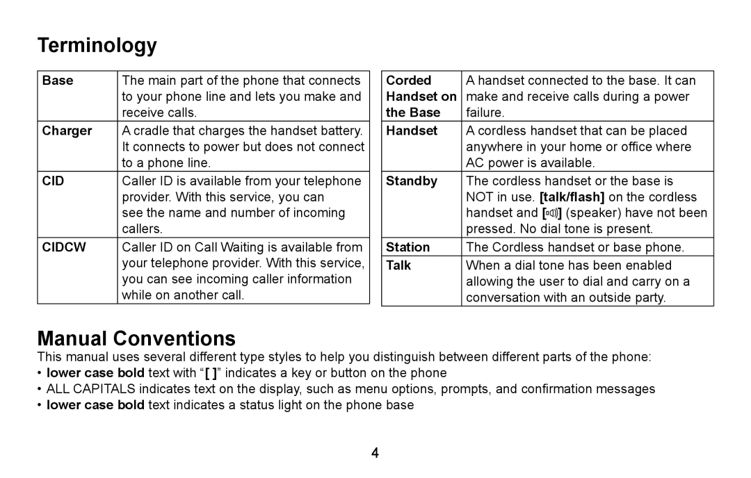 Uniden CXA 15698 manual Terminology, Manual Conventions 