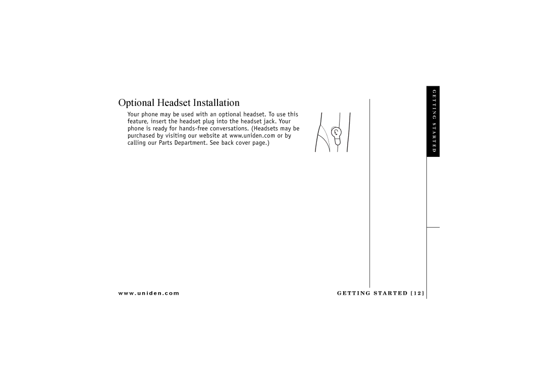 Uniden CXAI 5198 owner manual Optional Headset Installation 