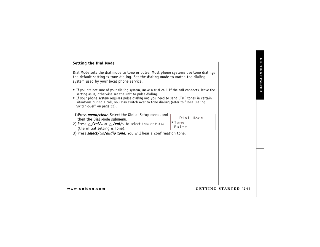 Uniden DCT 748 owner manual Setting the Dial Mode, &Kcn/Qfg, 6QPG, 2WNUG 