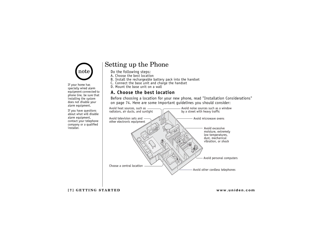 Uniden DCT 748 owner manual Setting up the Phone, Do the following steps 