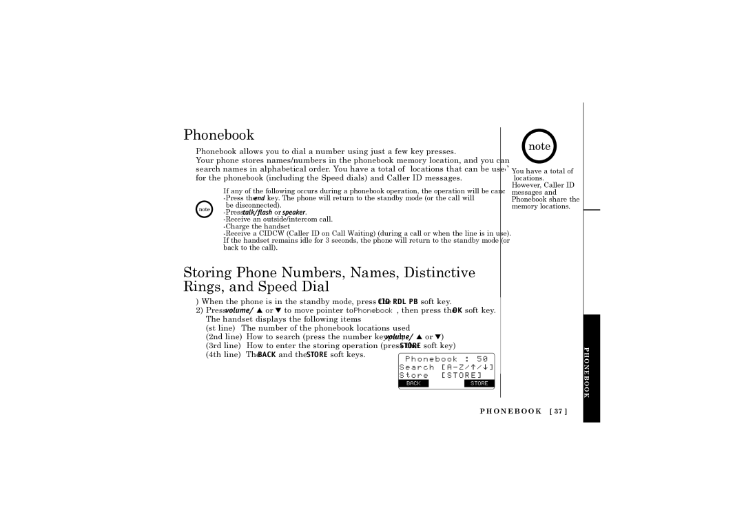 Uniden DCT5285 manual Phonebook, Presstalk/flash or speaker 