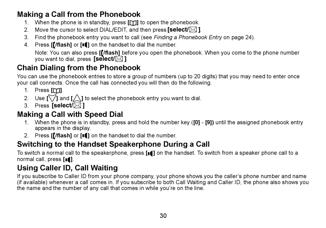 Uniden DCT736 manual Making a Call from the Phonebook, Chain Dialing from the Phonebook, Making a Call with Speed Dial 