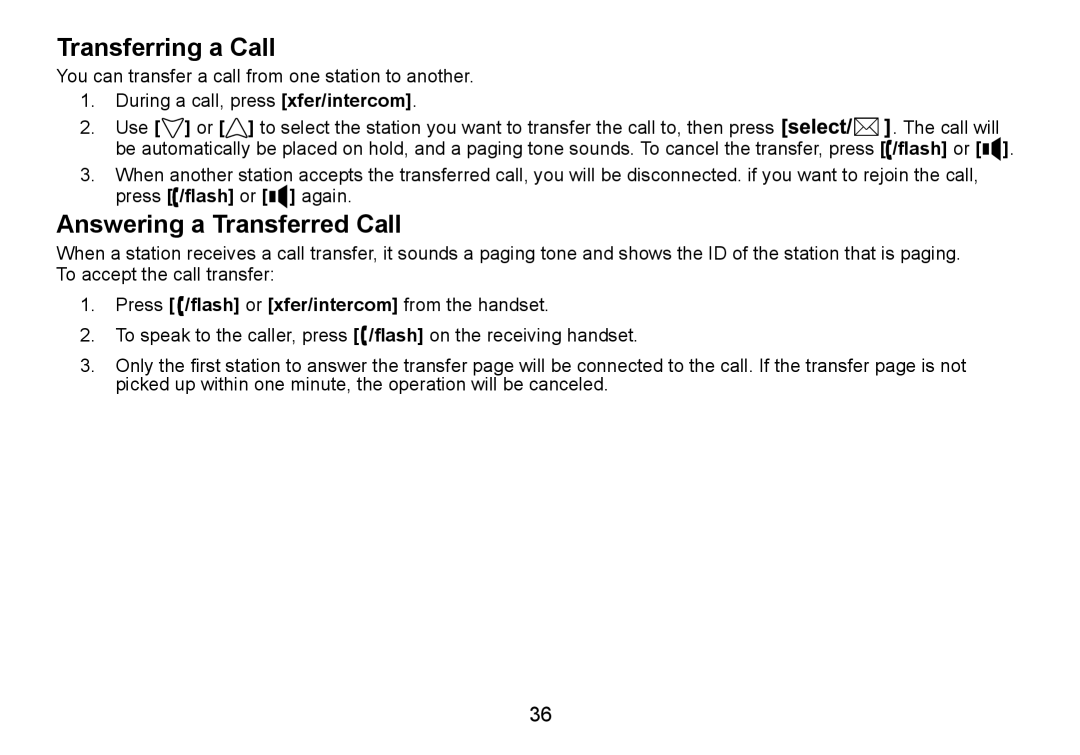 Uniden DCT736 manual Transferring a Call, Answering a Transferred Call 