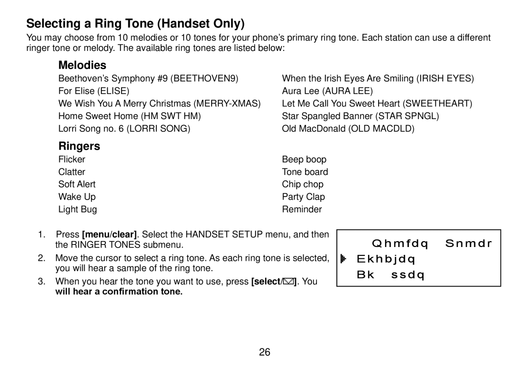 Uniden DCT738 manual Selecting a Ring Tone Handset Only, Melodies 